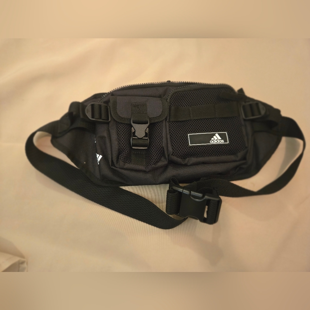 Adidas Amplifier 2 Fanny Waist Pack Black Nylon Padded Crossbody Multi Pocket - Picture 6 of 7
